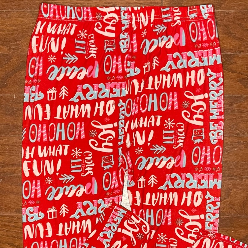 Merry Christmas Santa HoHo Holiday High Waist Red Leggings Small / Medium 4 - 10 - Picture 9 of 11